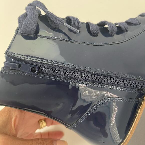 Vionic Lani Women's Patent Lace Up And Zip Boots Size 6 Navy Blue - Picture 8 of 12